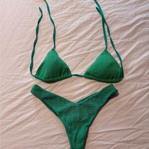 Calzedonia Green Textured Triangle Bikini
